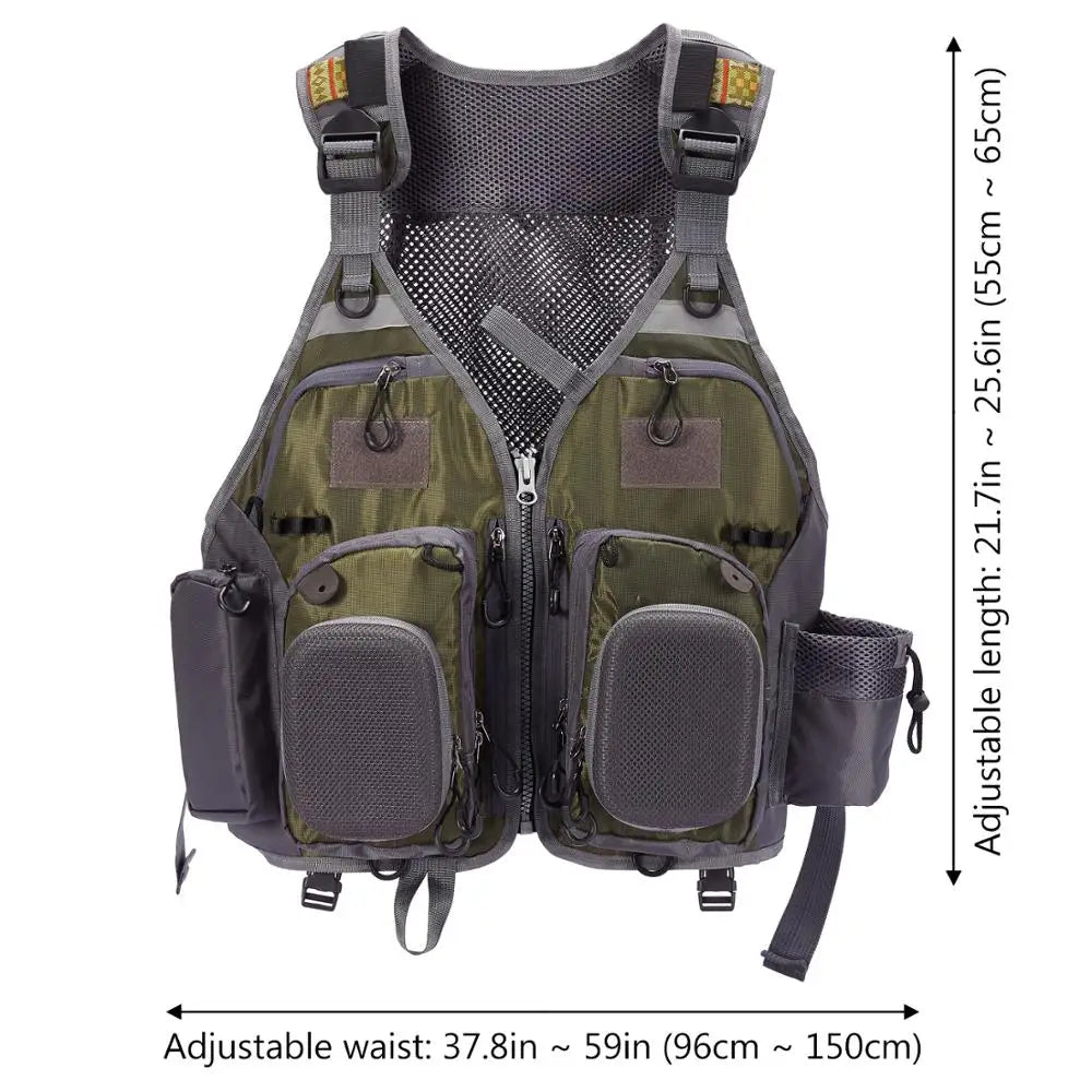 Bassdash Strap Fishing Vest Adjustable for Men and Women, for Fly Bass Fishing and Outdoor Activities