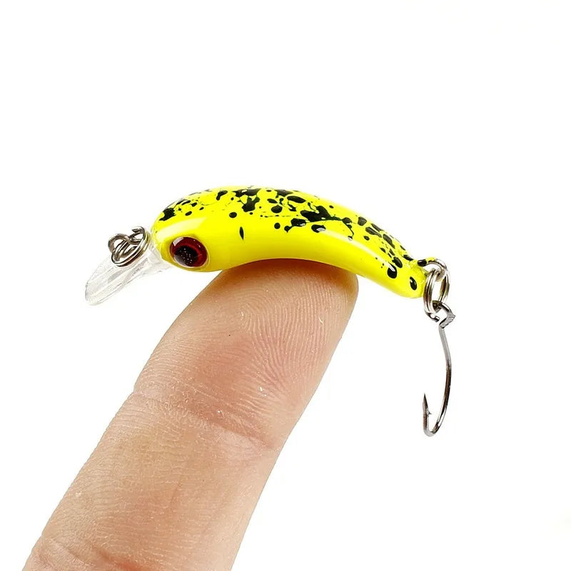 Mini Minnow Wobblers Triangle Hooks Fish Popper Bass Tackle 3.7cm/1.5g Fishing Lures Crankbait Hard Plastic Bait