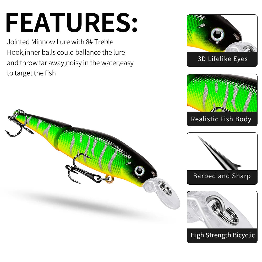 1PC Wobblers Fishing Lure Multi-section Hard Bait92mm 7.5g Artificial Bait Minnow Lure Crankbait Perch Carp Fishing Tackle Lure