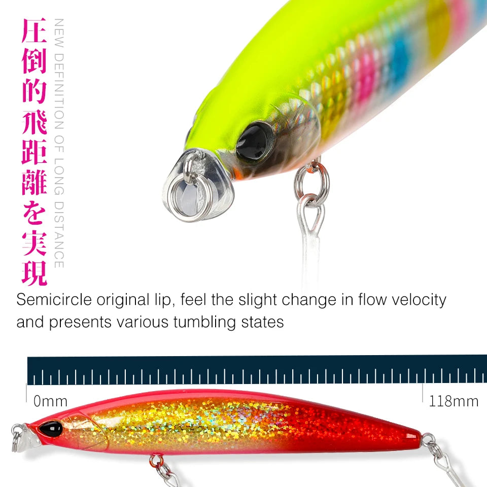 TSURINOYA 118mm 19g 0-30cm Shallow Range Floating Fishing Lure DW95 118F Inshore Seabass Minnow Sea Fishing Artificial Hard Bait