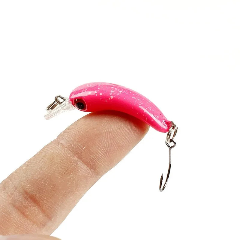 Mini Minnow Wobblers Triangle Hooks Fish Popper Bass Tackle 3.7cm/1.5g Fishing Lures Crankbait Hard Plastic Bait