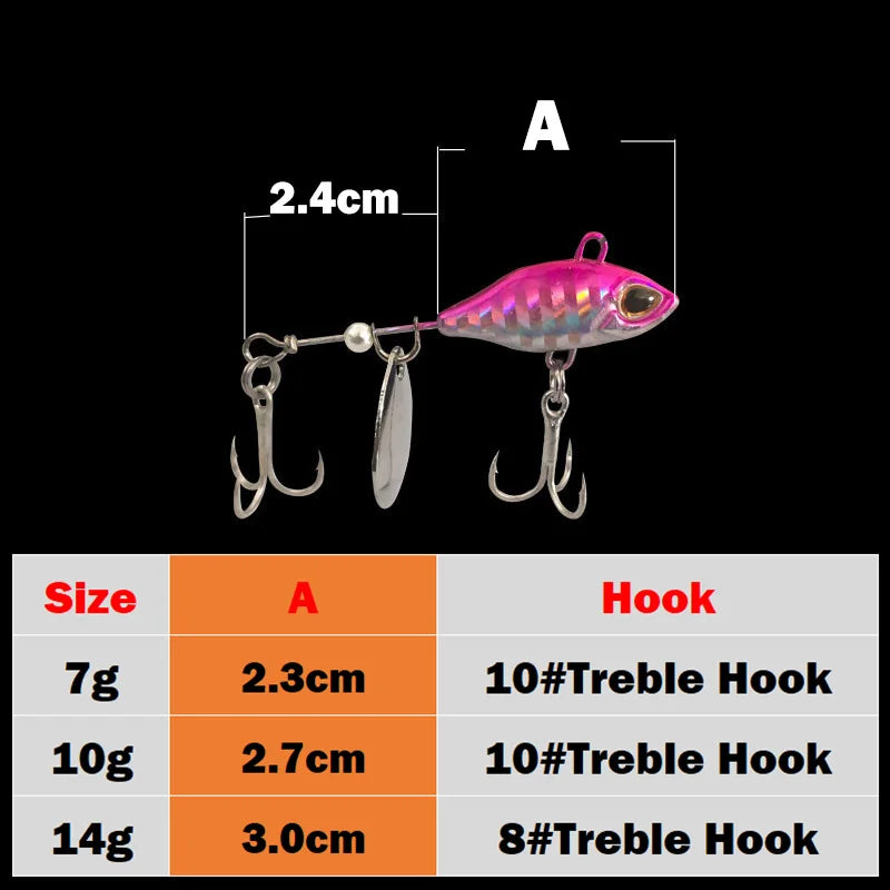 OUTKIT Long Shot Rotating Tail VIB vibration Bait Spinner Spoon Fishing Lures Jigs Tractor Fishing Hard Baits Tackle Pesca