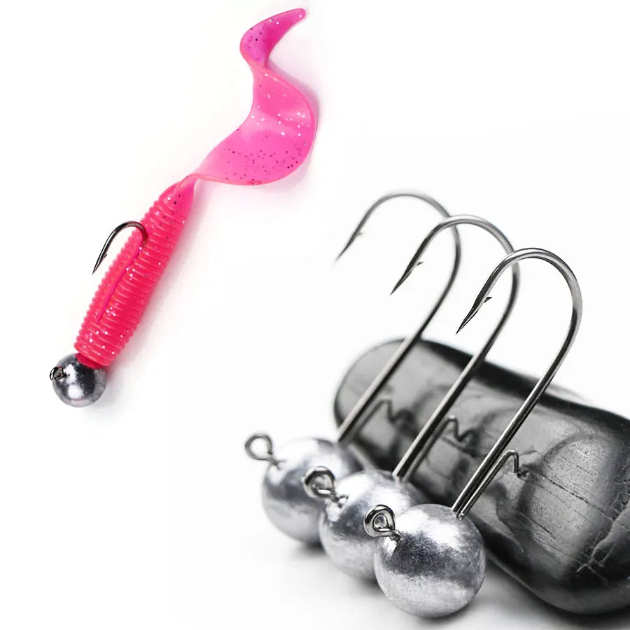 JYJ 10pcs/lot round head fishing jig hook for casting with soft worm lure bait for bass fishing