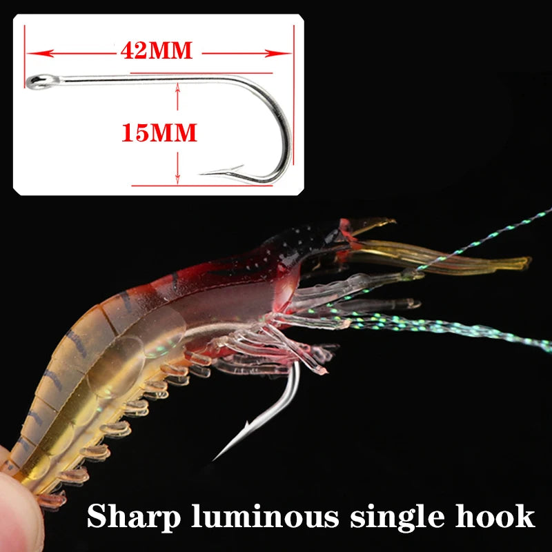 1Pc Luminous Soft Fishing Lures Fake Shrimp Floating Shaped Lure Bait Bionic Artificial Shrimp with Hook Fishing Tackle