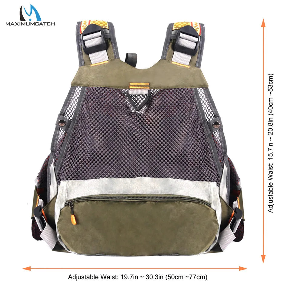 Maximumcatch Adjustable Mesh Fishing Vest With Multifunction Pockets Outdoor Backpack Fly Fishing Jacket