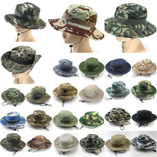 Bucket Hat Boonie Hunting Fishing Outdoor Cap Wide Brim Military Unisex Sun Camo Sports Hats