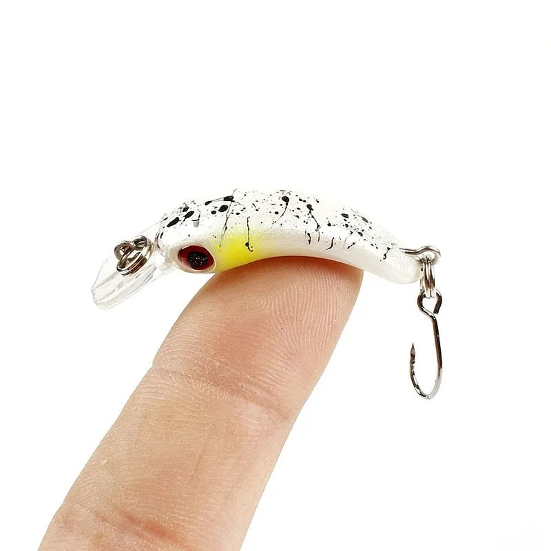 Mini Minnow Wobblers Triangle Hooks Fish Popper Bass Tackle 3.7cm/1.5g Fishing Lures Crankbait Hard Plastic Bait