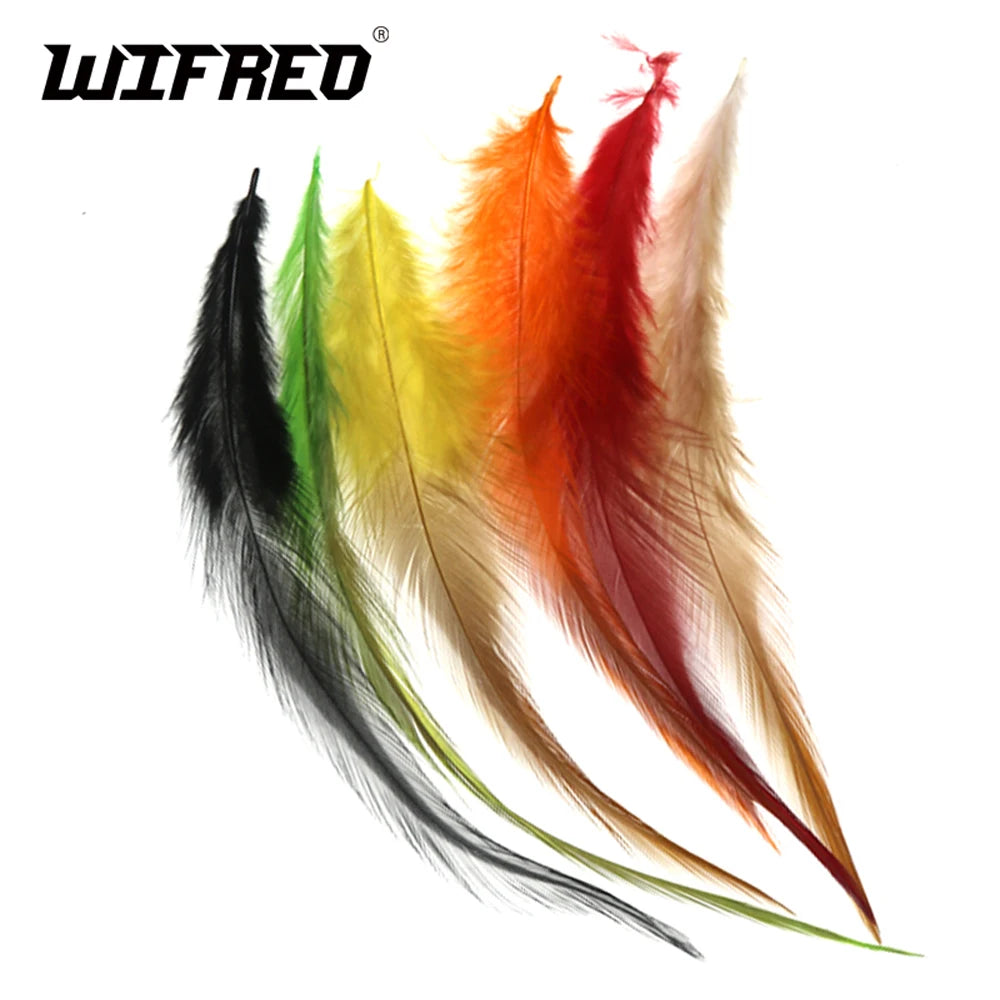 Wifreo 50pcs Fly Tying Natural Chicken/Rooster Saddle Hackle Cock Feathers for Streamer&Woolly Bugger flies Feather Material