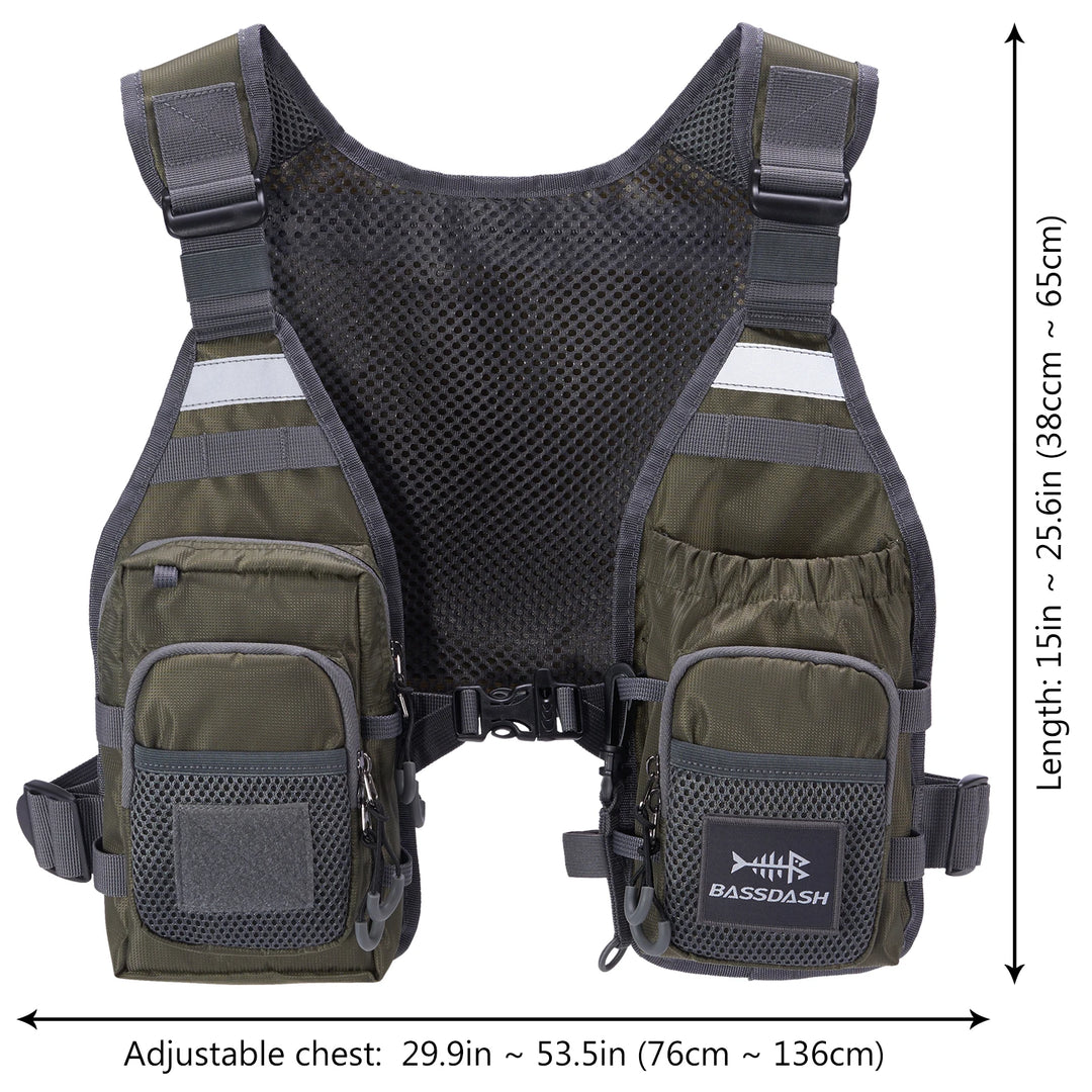 Bassdash FV08 Ultra Lightweight Fly Fishing Vest for Men and Women Portable Chest Pack One Size Fits Most