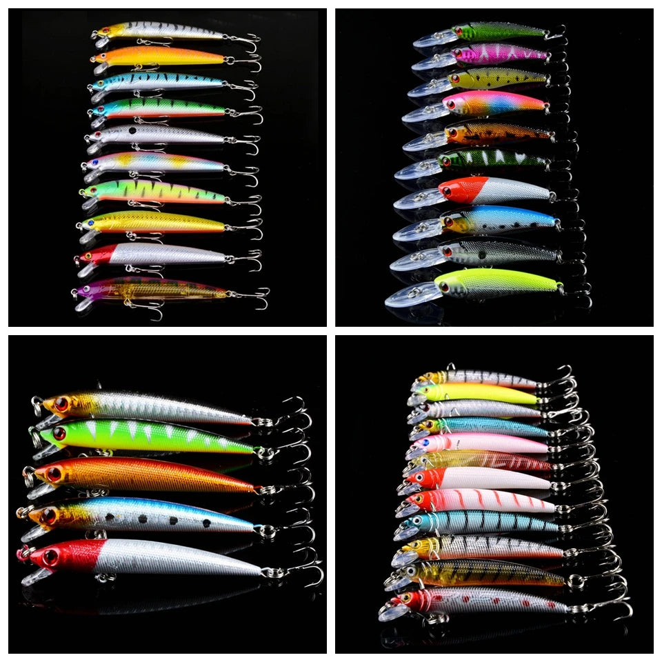 New 159pcs/lot Fishing Lures Set Mixed 19 Different Model Hard Baits Artificial Lifelike Bass Crankbait Fishing Tackle Wholesale