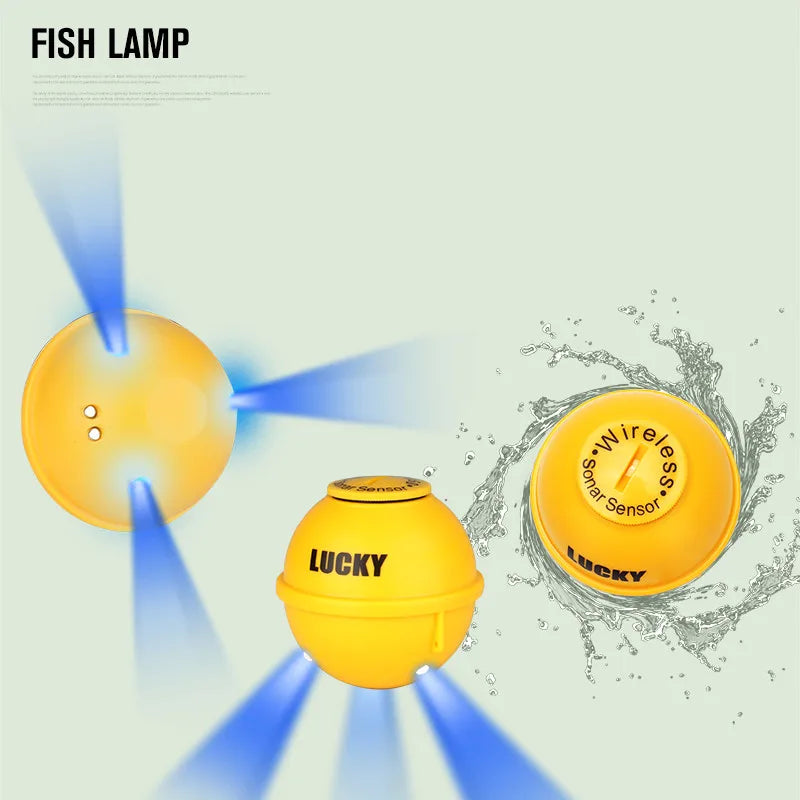 Lucky FF718LiC-WLA Wireless Portable Fish Finder 45M/147Feet Sonar Depth Waterproof Fishfinder Fish Attractive Lamp