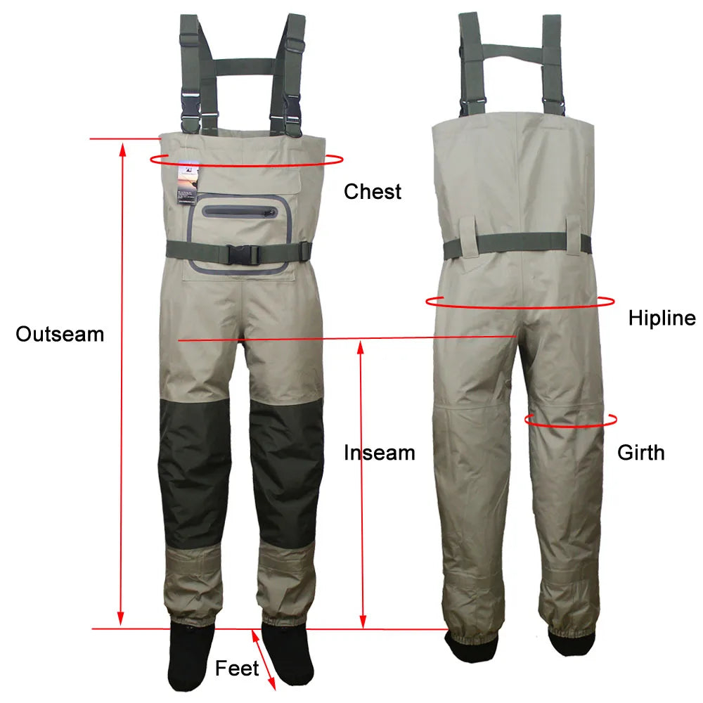 Fishing Waders Durable and Comfortable Breathable Stocking Foot Chest Wader Kits  for Men and Women