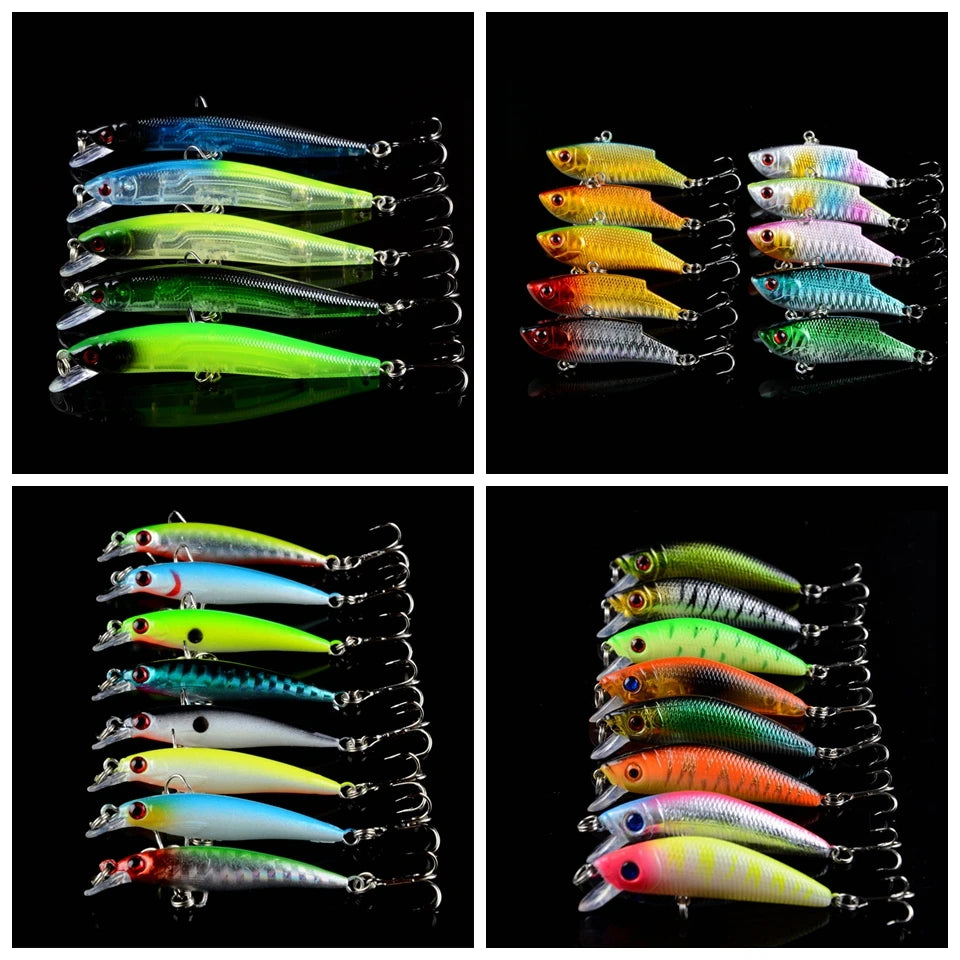 New 159pcs/lot Fishing Lures Set Mixed 19 Different Model Hard Baits Artificial Lifelike Bass Crankbait Fishing Tackle Wholesale