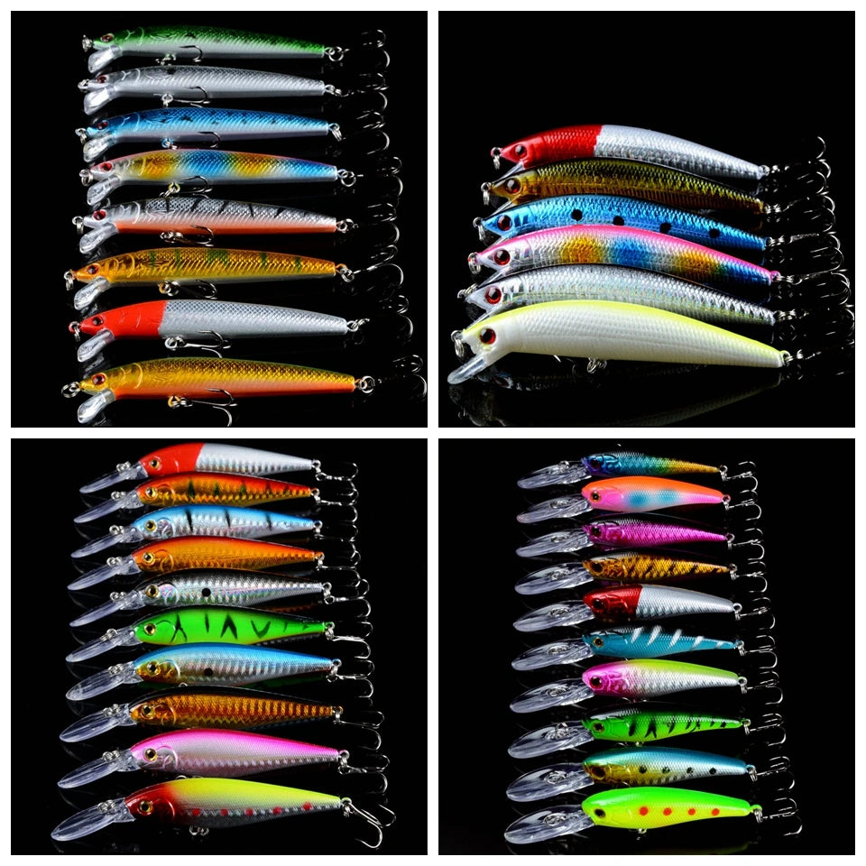 New 159pcs/lot Fishing Lures Set Mixed 19 Different Model Hard Baits Artificial Lifelike Bass Crankbait Fishing Tackle Wholesale