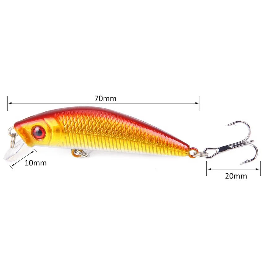 Aorace Minnow Fishing Lure 70mm 8g 3D Eyes Crankbait wobbler Artificial Plastic Hard Bait Fishing Tackle