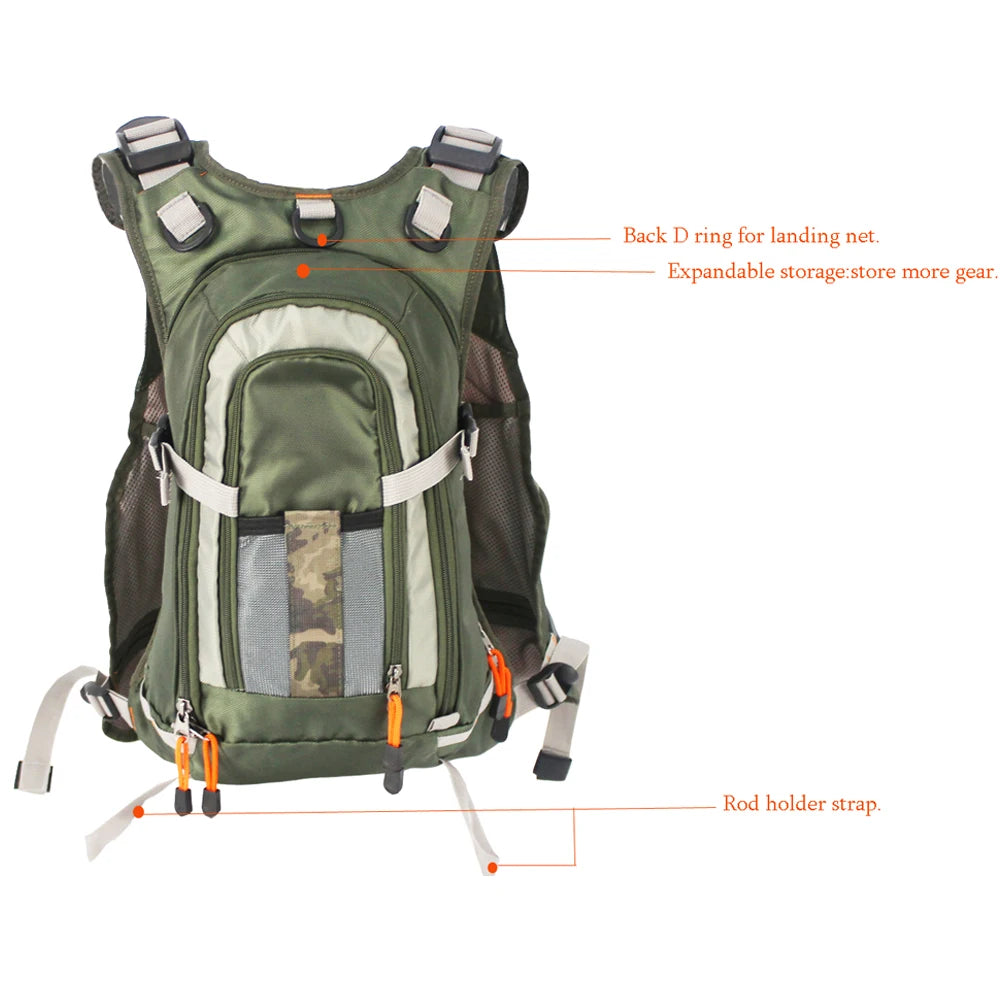 New Adjustable Men Fly Fishing  Vest Pack Multifunction Pockets Outdoor Mesh Backpack Fish Accessory Bag