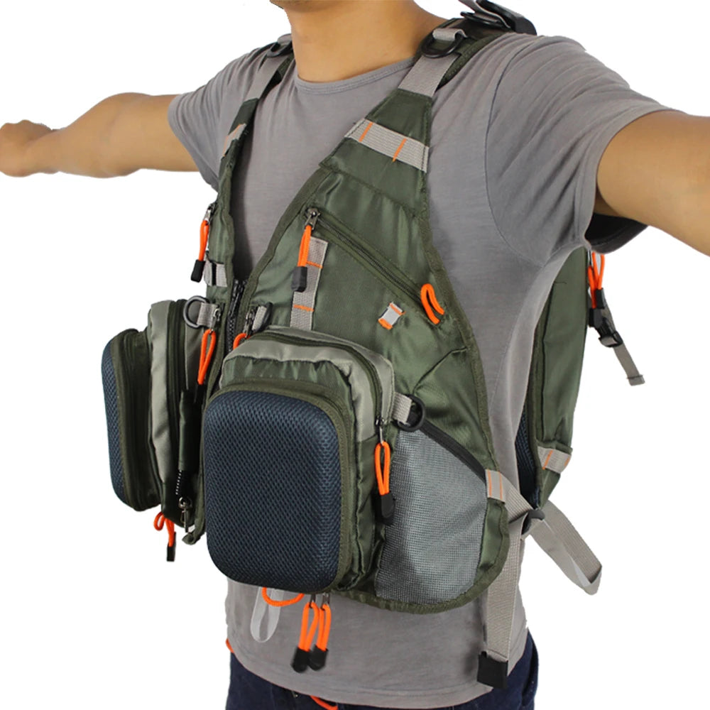 New Adjustable Men Fly Fishing  Vest Pack Multifunction Pockets Outdoor Mesh Backpack Fish Accessory Bag