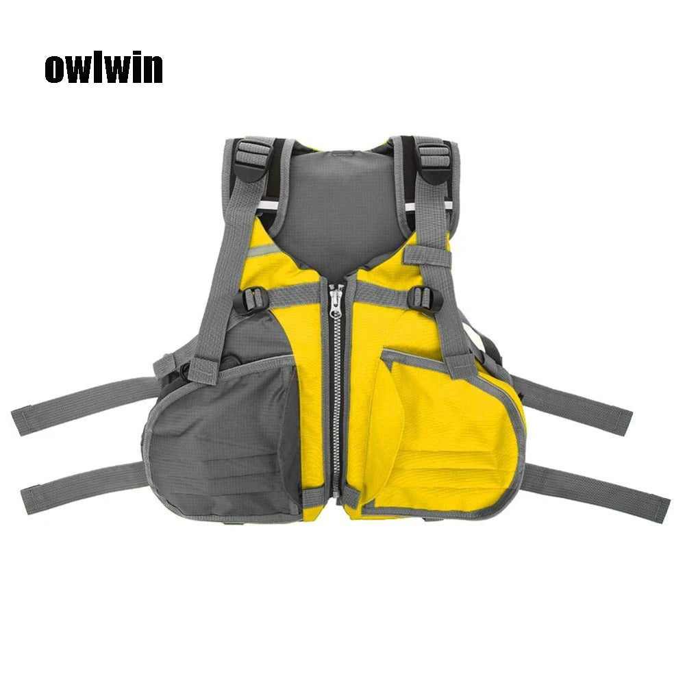 Kayak life jacket Fishing life vest profession Tear resistance of fabric yellow red green Free size less 110KG