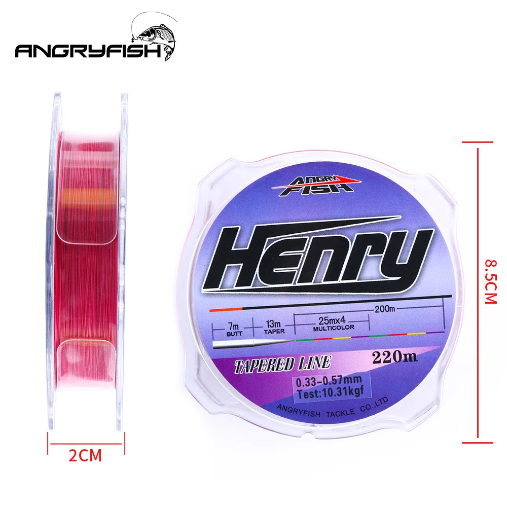 Angryfish New Sport Fishing Line Nylon Tapered Line 220m Henry Series Popular Strong Strength Line