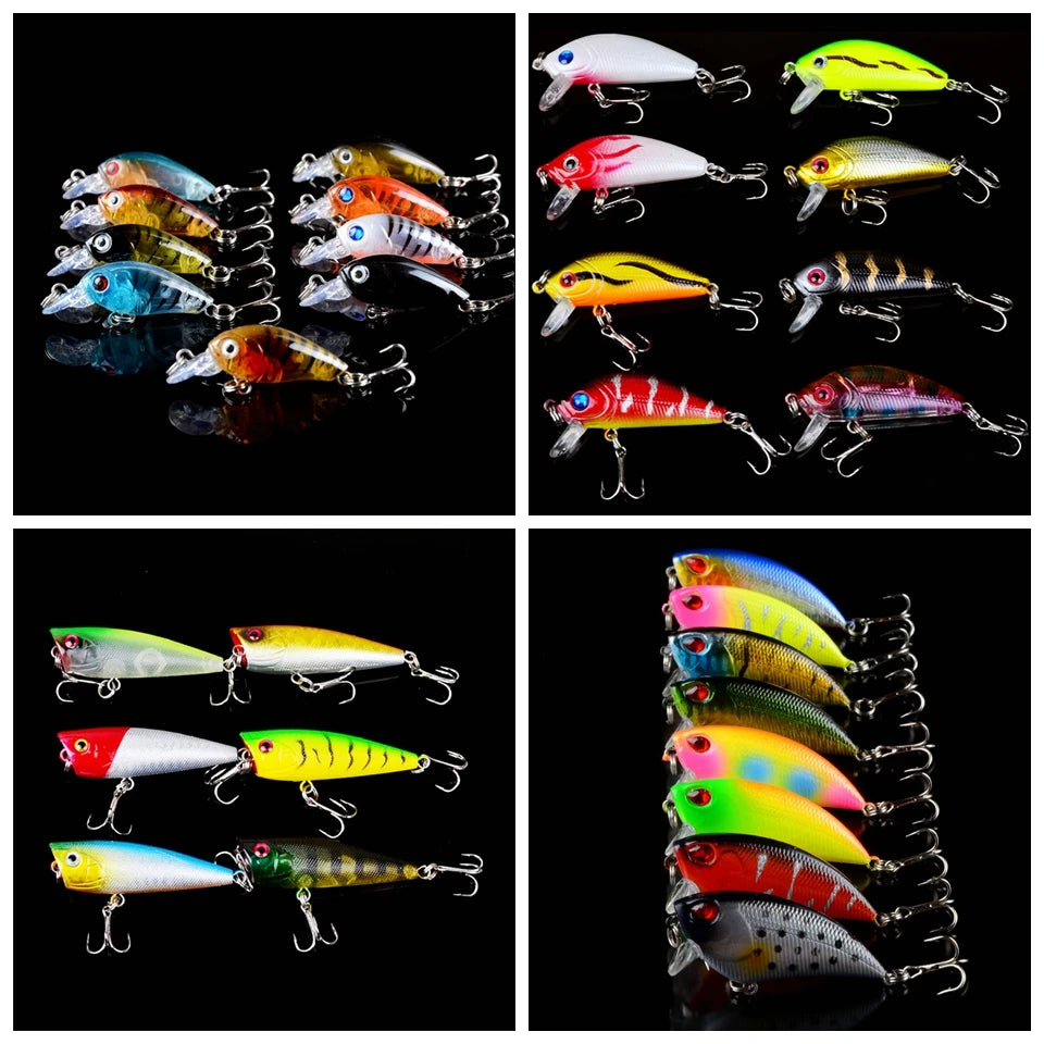 New 159pcs/lot Fishing Lures Set Mixed 19 Different Model Hard Baits Artificial Lifelike Bass Crankbait Fishing Tackle Wholesale