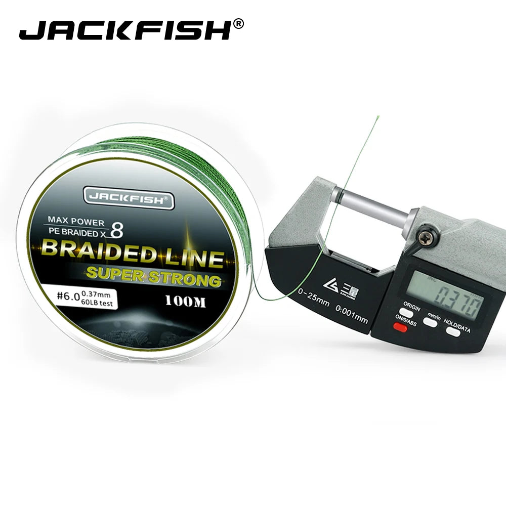 JACKFISH 100m 8 Strand PE Braided Fishing Line 10-80LB Multifilament Fishing Lines For Carp Fishing Tackle Saltwater Fishing