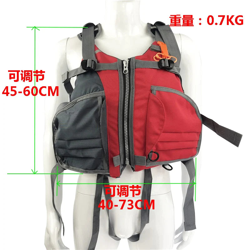 Kayak life jacket Fishing life vest profession Tear resistance of fabric yellow red green Free size less 110KG