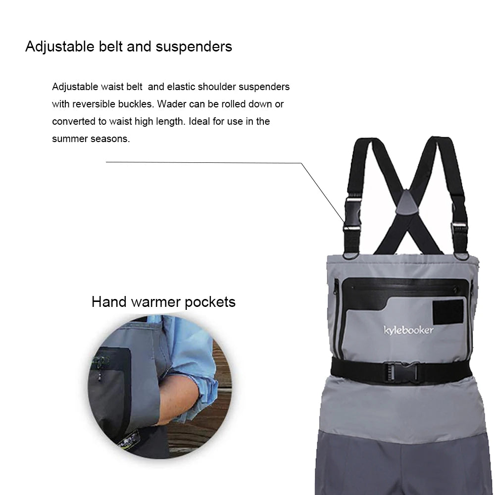 5-Layer Durable Breathable Waterproof Stocking Foot Fly Fishing Chest Waders Pants for Men and Women