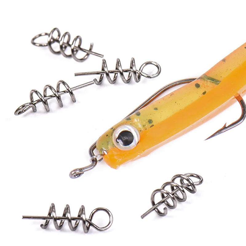 50 or100pcs/Lot Spring Lock Pin Crank Hook Fishing Connector Stainless Steel Swivels&Snap Soft Bait Accessories Pesca Tackle