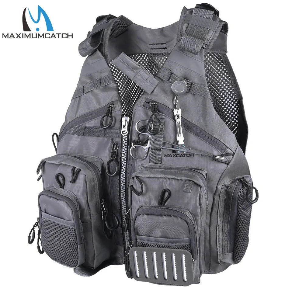 Maximumcatch Fly Fishing Vest Adjustable Mutil-Pocket Packs & Detachable Cushion Fishing Vest