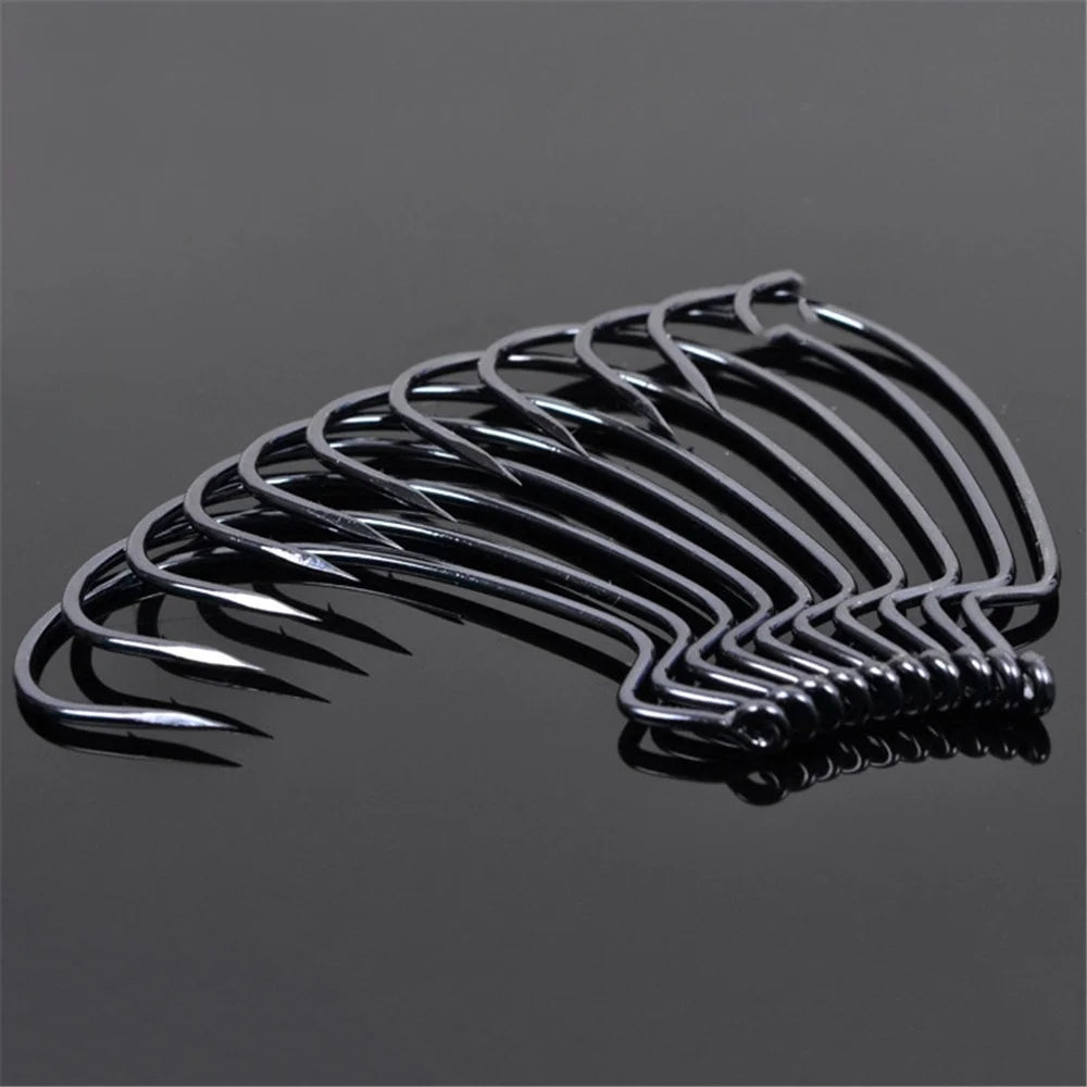 10Pcs/lot Wide Gap Worm Fishing Hook Jig Crank Offset High Carbon Steel Hook Barbed Fishhook For Soft Worm Bait Accessories