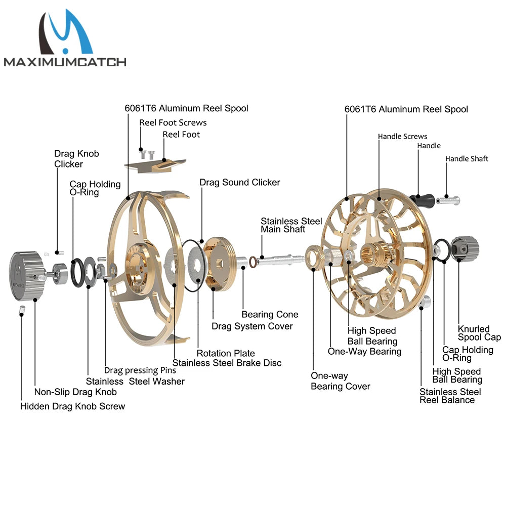 Maximumcatch AVIDPRO 3-9wt Lightweight Hardened Fly Fishing Reel Physical CNC Machined 6061T6 Aluminum Robust Fly Reel