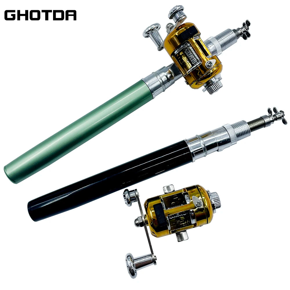 Fishing Rod and Reel Combo Set Telescopic Pocket Pen Fishing Rod with Mini Trolling Reel