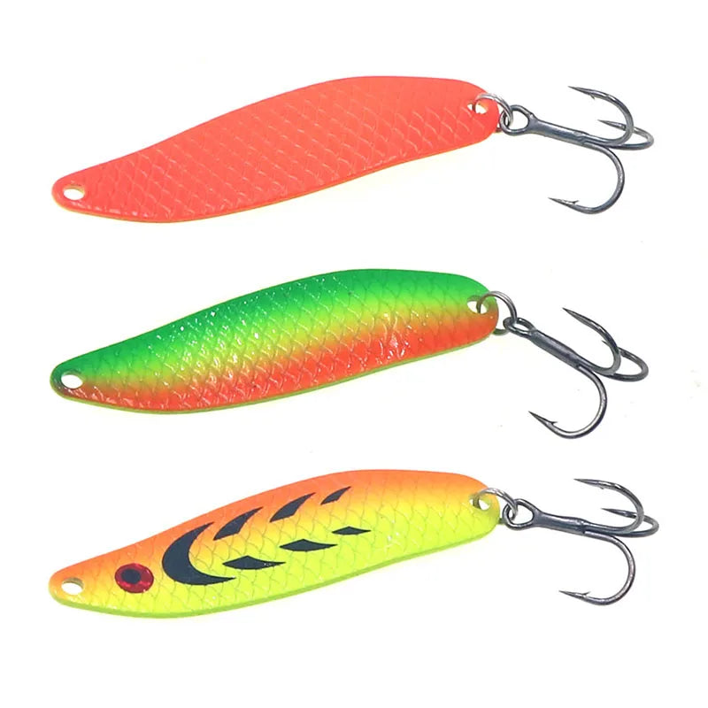 Fishing Lure Metal Spoons Hard Lures 62mm10g Treble Hook Salmon Bass Metal  Bait Artificial Wobblers Spinner SequinsJigging Bait