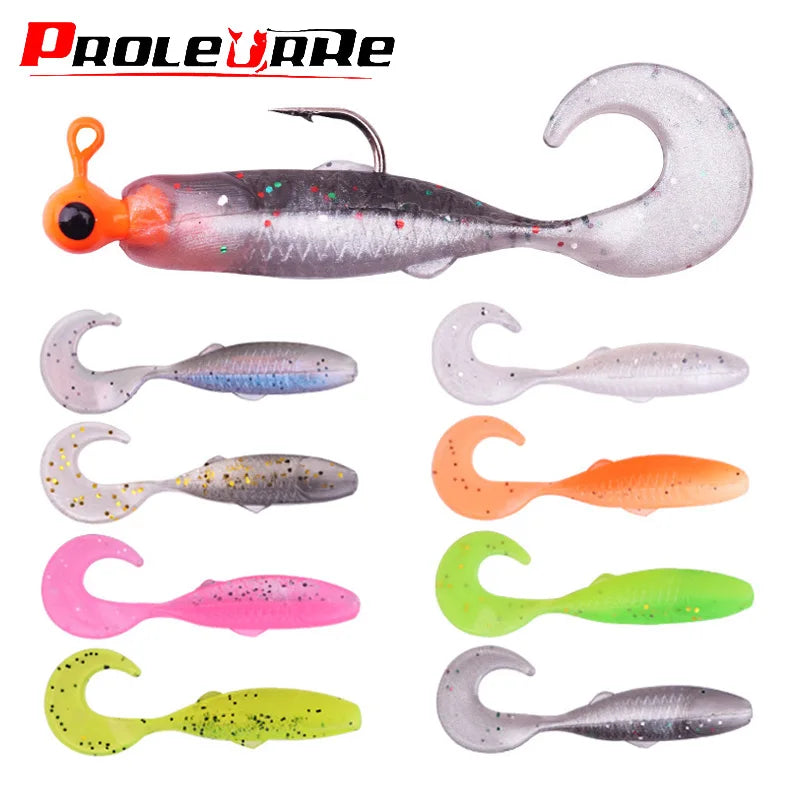 20PCS Easy Shine Double Color Silicone Soft Bait 47mm 0.7g Jig Worm Wobblers Fishing Lure Artificial Baits Bass Carp Swimbait