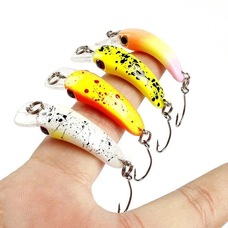 Mini Minnow Wobblers Triangle Hooks Fish Popper Bass Tackle 3.7cm/1.5g Fishing Lures Crankbait Hard Plastic Bait