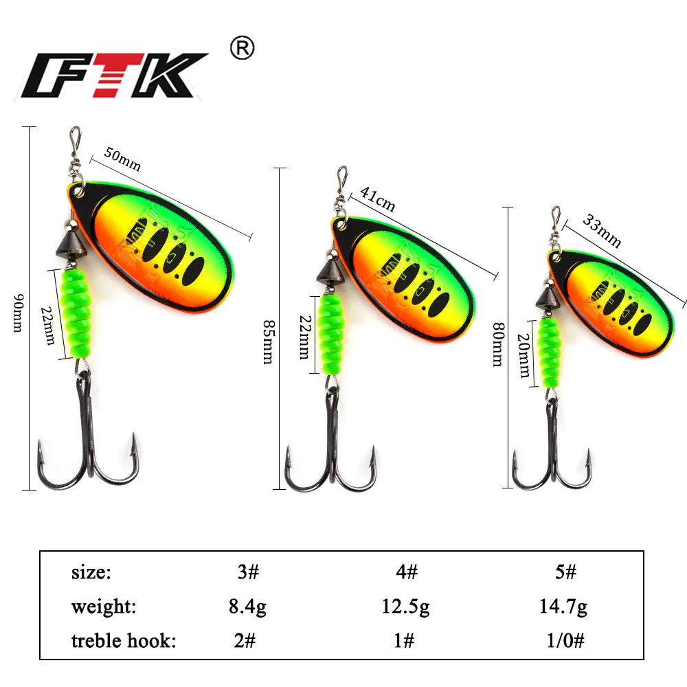 Spinner Bait Metal Fishing Lure 8.4g 12.5g 14.7g Hard Baits Bass Pike Spoon Treble Hook Fishing Tackle High Quality