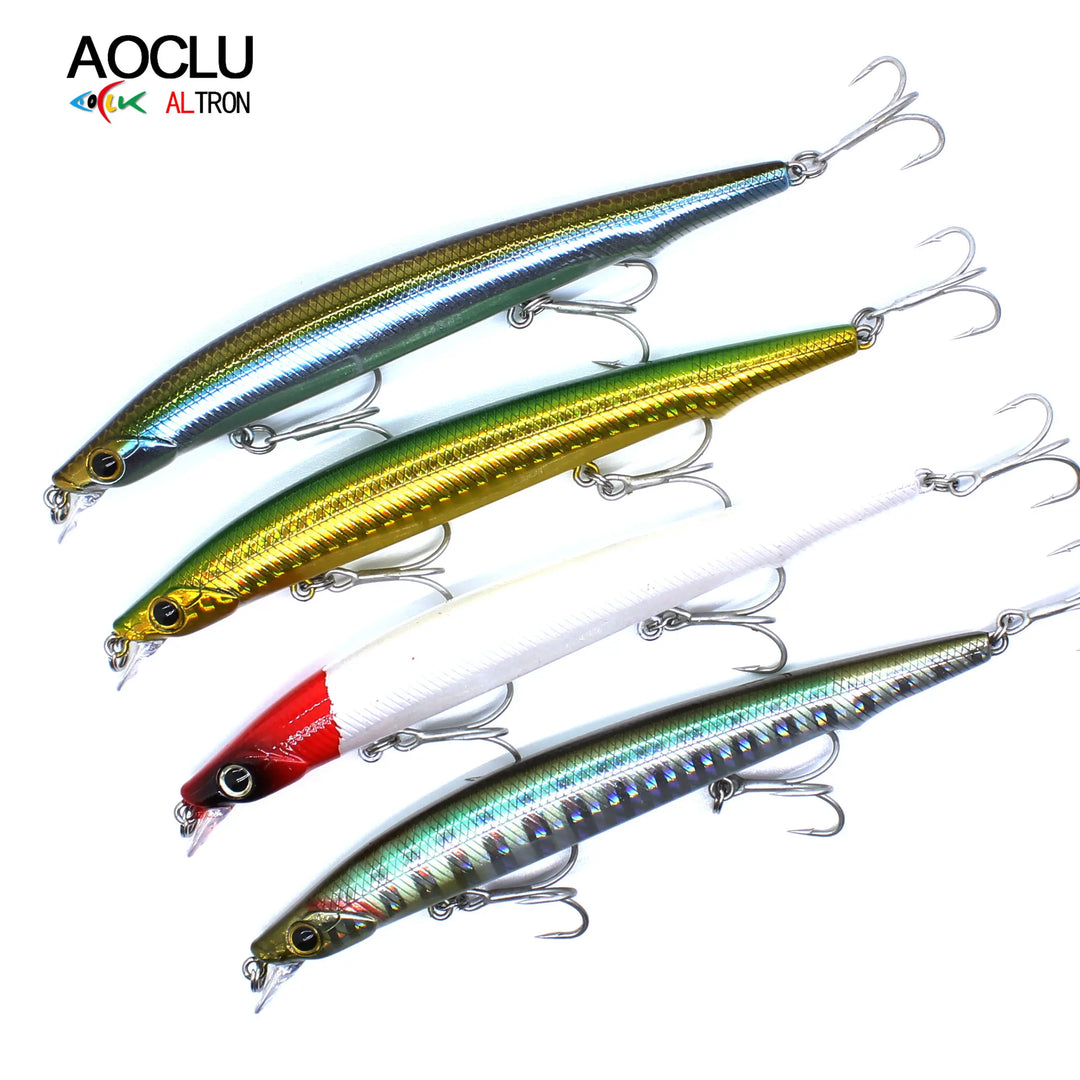 AOCLU Jerkbait Slow Floating Wobbler 125mm 12.8g Diving 0.8m Hard Bait Jerk Minnow Fishing Lure Magnet Weight Transfer Slim Body