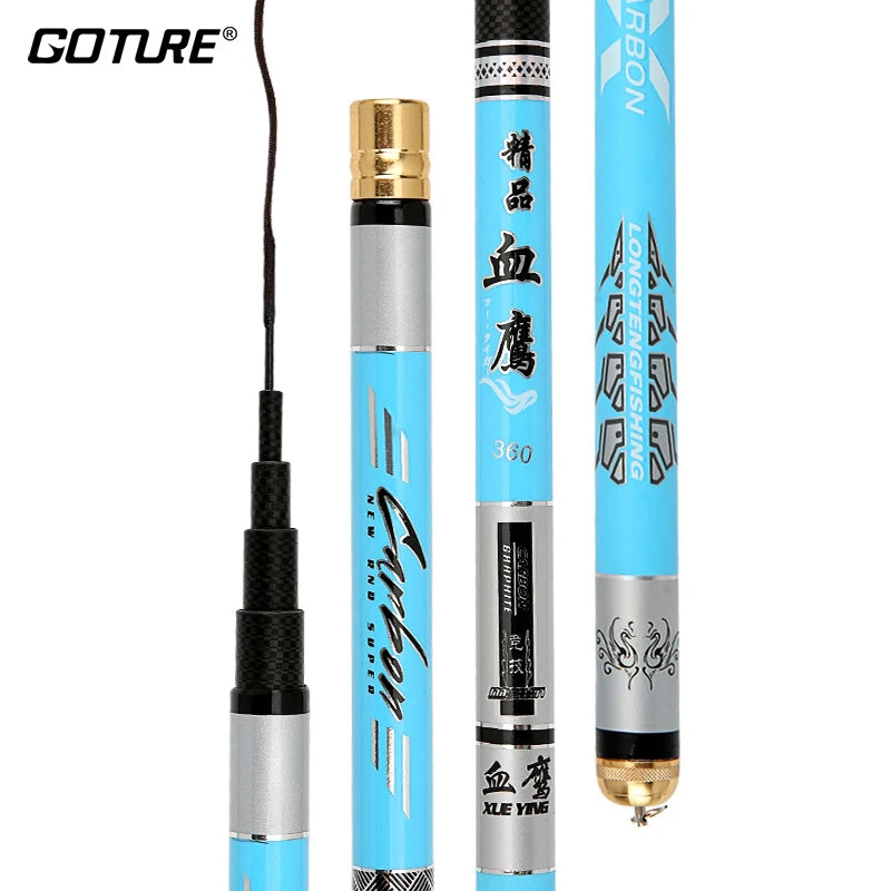 Goture Super Hard 6H 1/9 Power Carp Feeder Fishing Rod Carbon Fiber Telescopic Stream Rods Hand Pole For Freshwater 2.7-6.3m