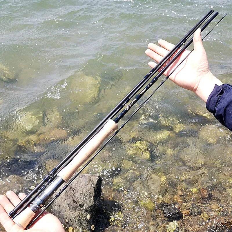 9 feet 5/6 7/8 carbon fly fishing rod 2.7m fly rod 4 sections hard power flying rod black super light weight 109g 118g