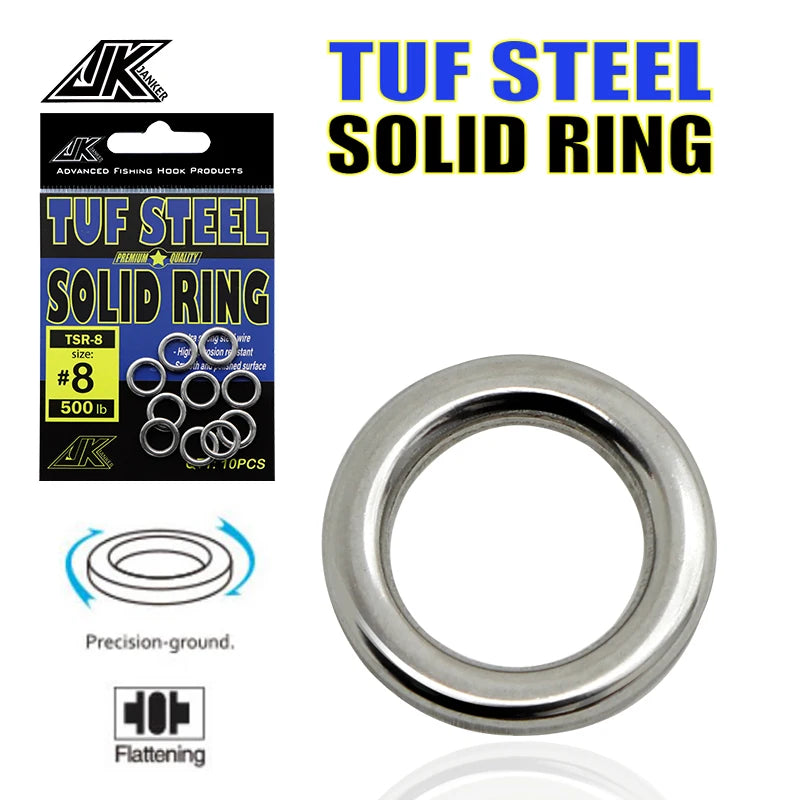 JK Stainless Steel Fishing Split Rings Lure Solid Ring Loop Jig Bait Connectors and Solid Ring Connector combinati