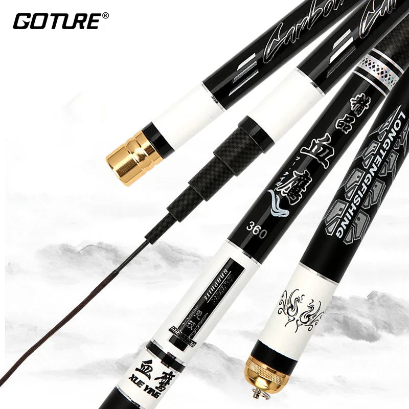 Goture Super Hard 6H 1/9 Power Carp Feeder Fishing Rod Carbon Fiber Telescopic Stream Rods Hand Pole For Freshwater 2.7-6.3m