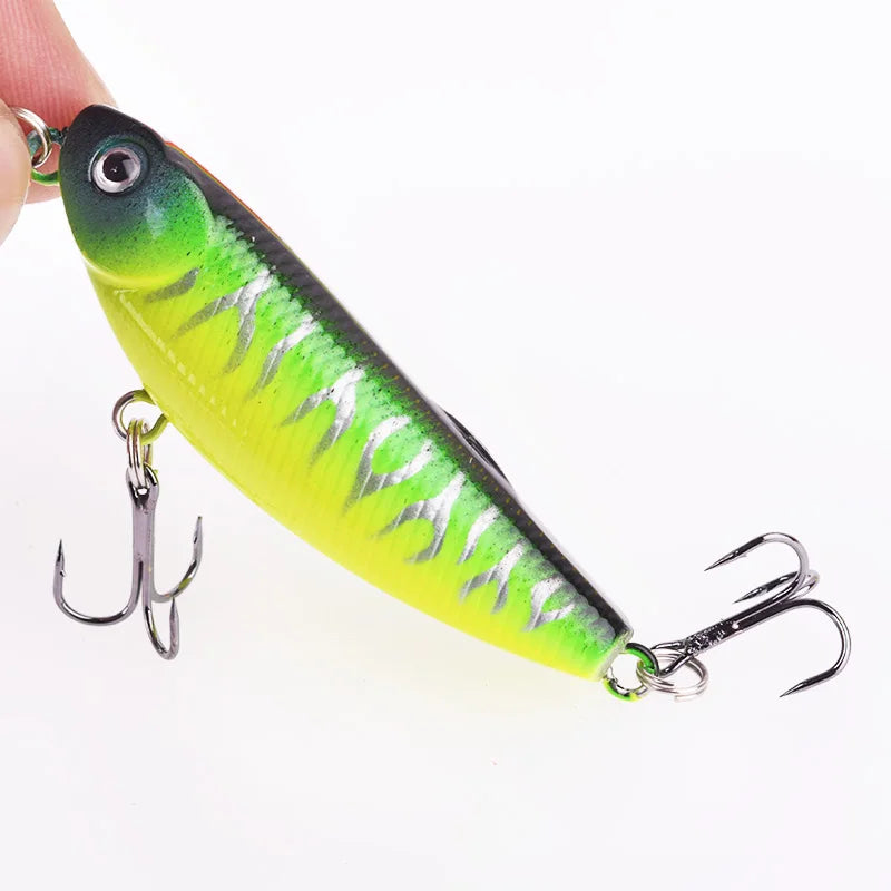 1pc Top Water Pencil Fishing Lure 5cm 5.5g Floating Dog Walking Wobblers Tackle Artificial Hard Bait With 10# Hooks For Bass