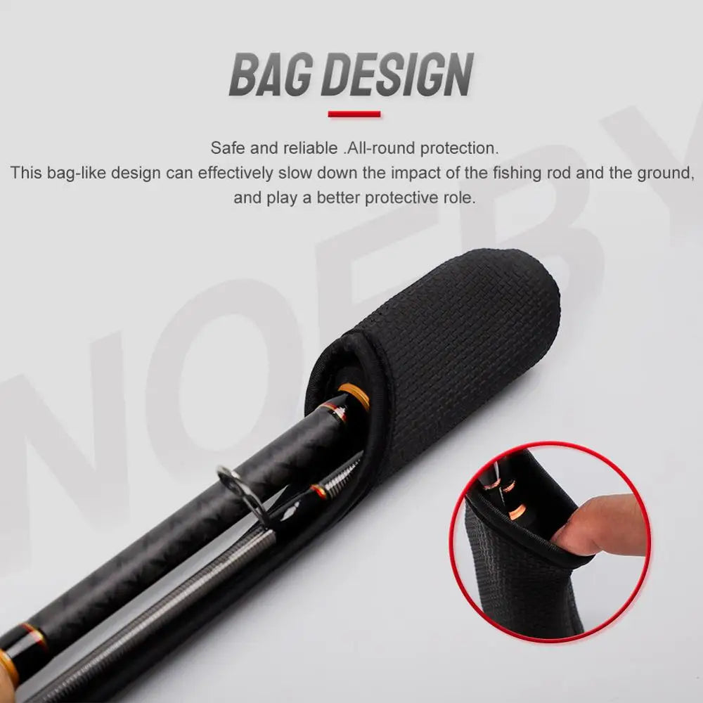 Noeby Fishing Rod Protective Sleeve Spinning Casting Rods Holder Adjustable Length Rope Strap Tackle Pole Storage Fishing Tackle