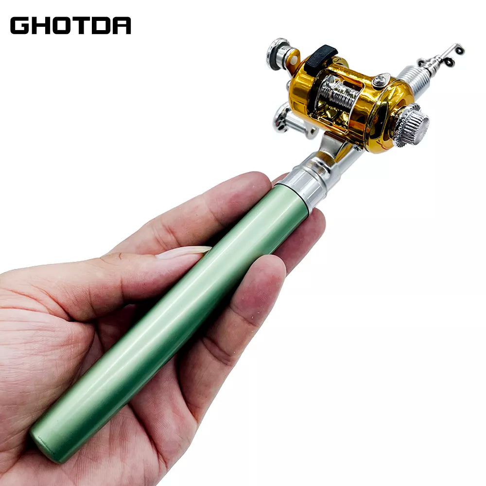 Fishing Rod Reel Combo Set Mini Telescopic Pocket Pen Fishing Rod Pole + Reel