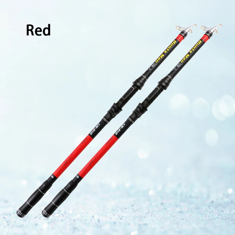 Super Hard Carbon Fiber Fishing Pole Telescopic Fishing Rod 2.1M 2.4M 2.7M 3.0M 3.6M Yellow Red Purple Ocean Boat Fishing