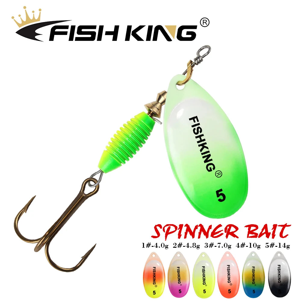 FISH KING New Metal Fishing Lure 4g 4.8g 7g 10g 14g Spinner Bait High Quality Hard Baits Treble Hook Fishing Tackle For Pike