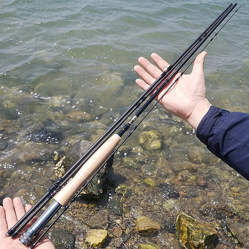 9 feet 5/6 7/8 carbon fly fishing rod 2.7m fly rod 4 sections hard power flying rod black super light weight 109g 118g