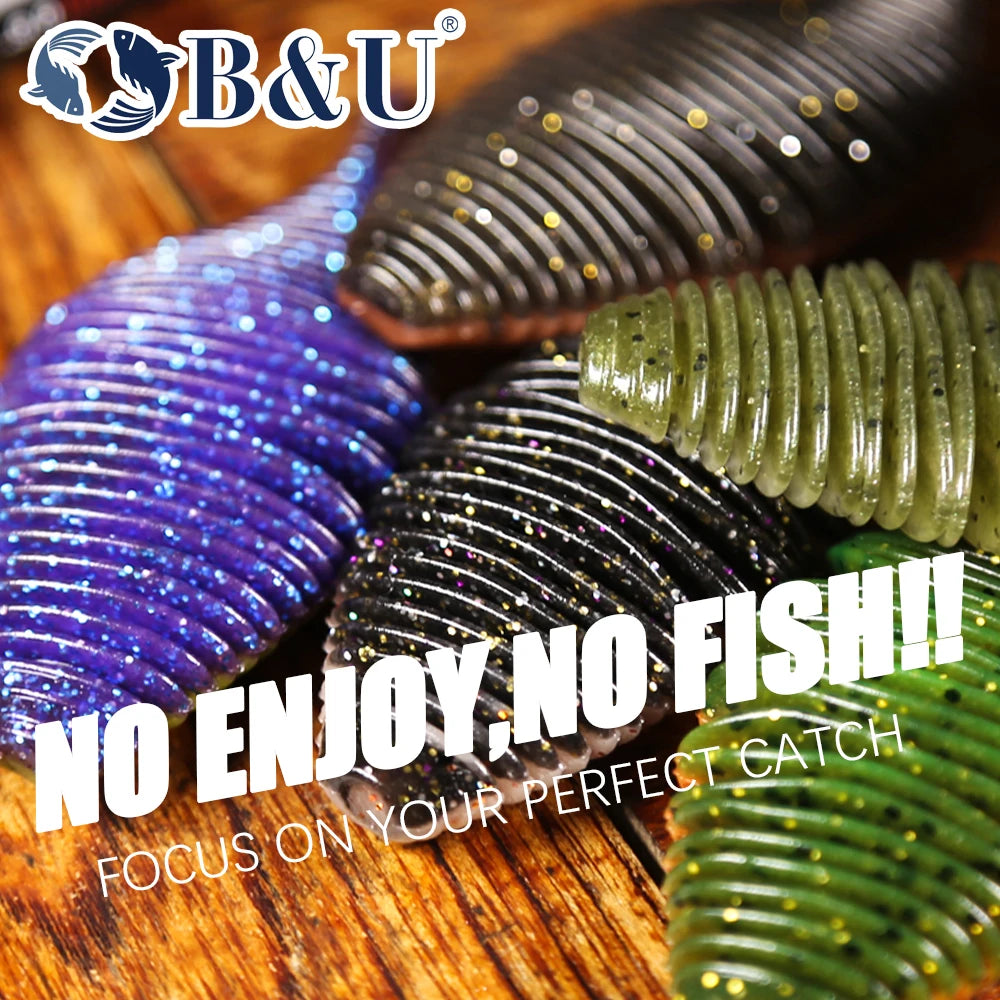 B&U BELLOWS GILL Worm Soft Lure Fishing Bass Lure Silicone Baits Soft Rubber For Fishing Swimbait Artificial leurre souple