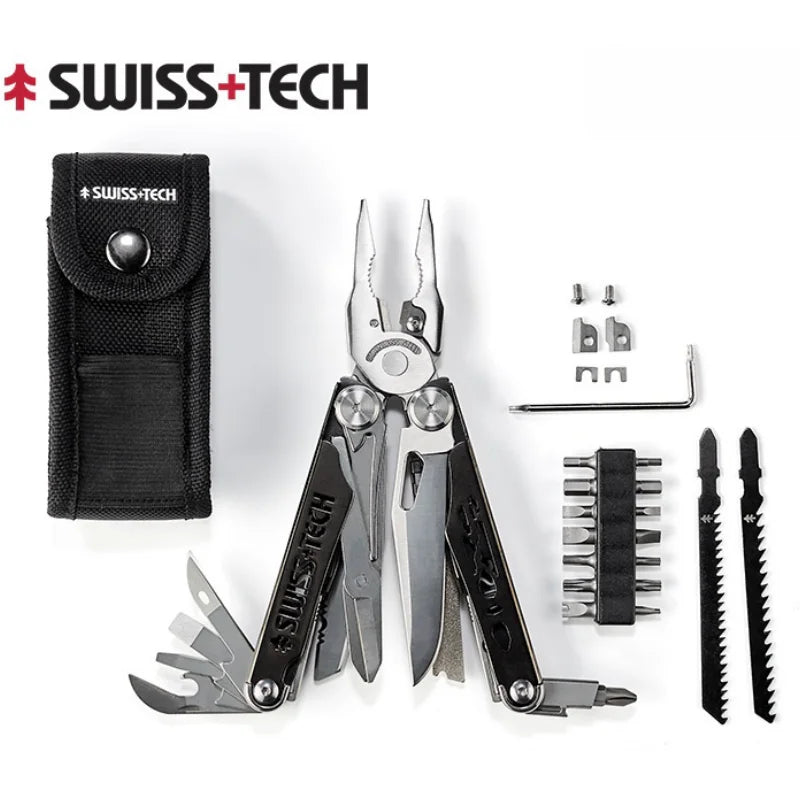 SWISS TECH 37 In 1 Replaceable Parts Manual Diy Multi Tool Folding Scissors Cutter EDC Survival Equipment Manual Pliers