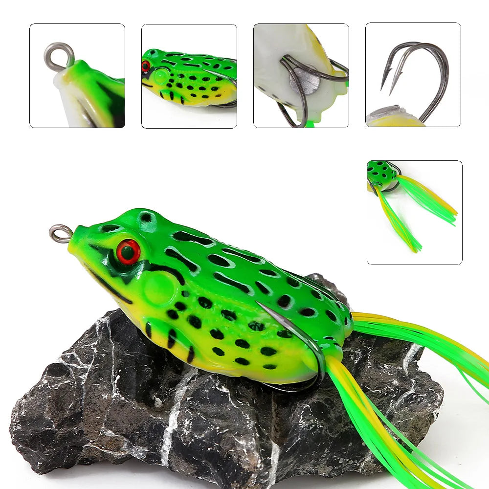 1 Pcs 5G 8.5G 13G 17.5G Frog Lure Soft Tube Bait Plastic Fishing Lure with Fishing Hooks Top Water Ray Frog Artificial 3D Eyes